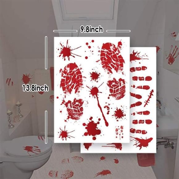 Halloween Decorations, 135PCS Scary Floor Window Stickers, 14 Sheets Creepy - Picture 5 of 7